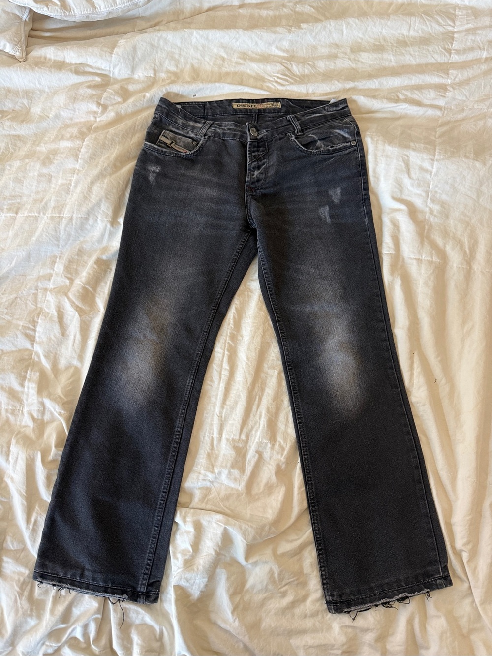 Diesel Men's Black Washed Bootcut Jeans